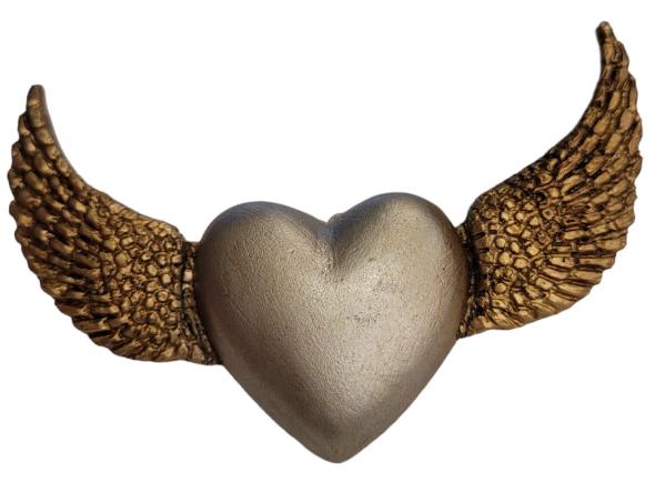 Imán Corazón Con Alas Plata